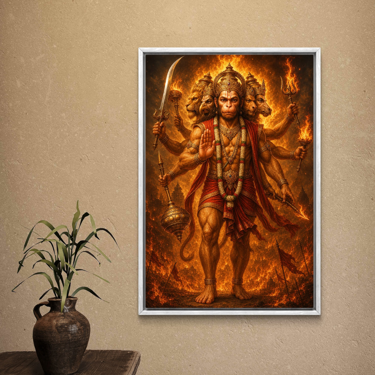 Panchmukhi Hanuman Ji Premium Canvas Painting - Buy Online | Decor By Neon