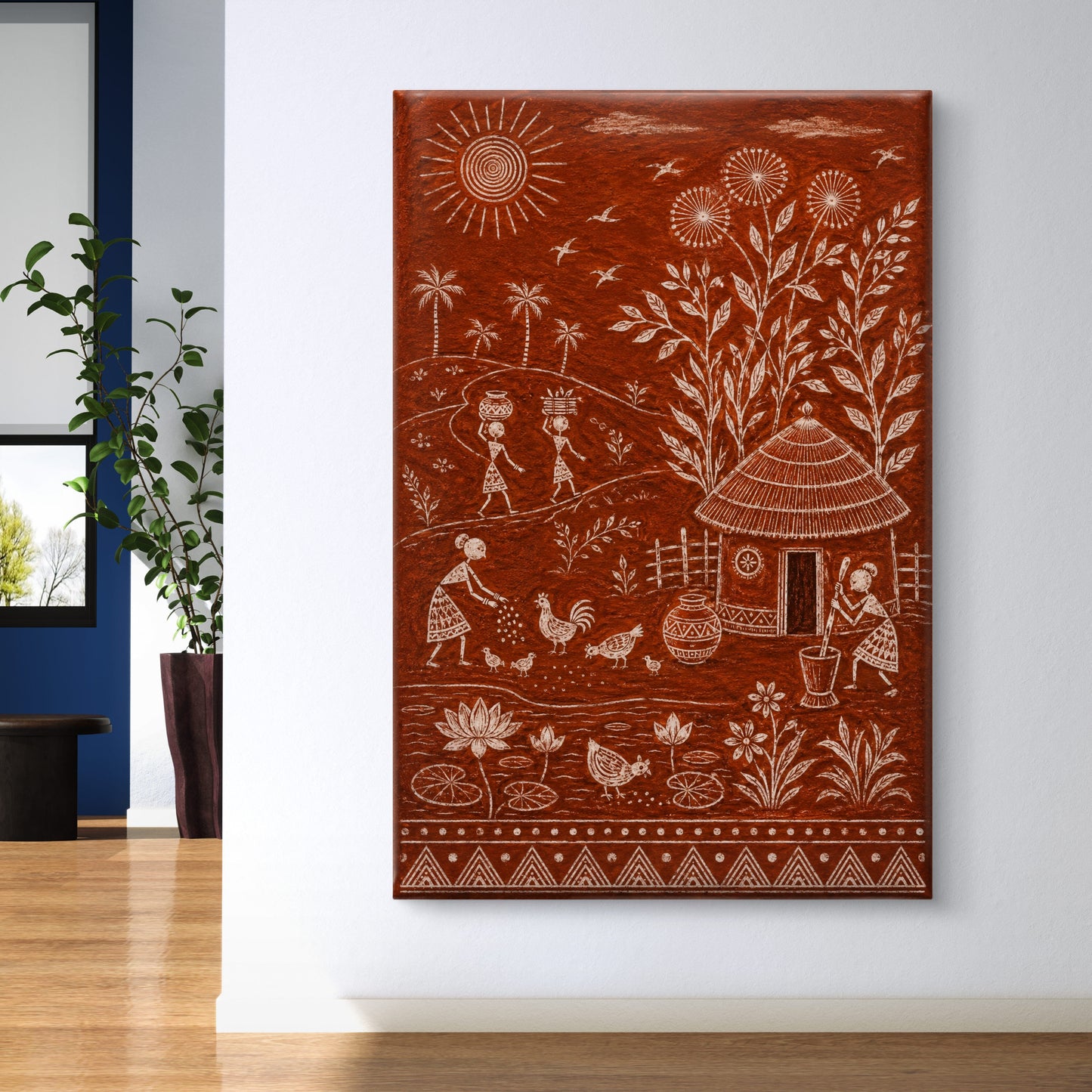 Warli Art Premium Canvas Painting - Buy Online | Decor By Neon