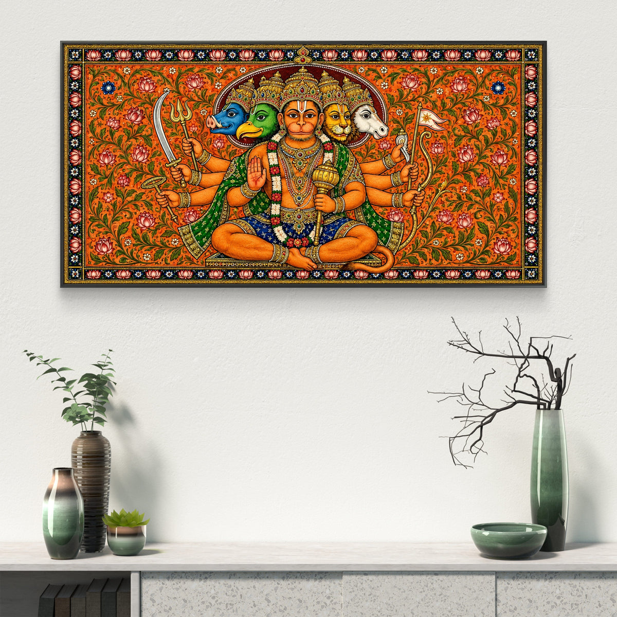 Panchmukhi Hanuman Ji Premium Canvas Painting - Buy Online | Decor By Neon