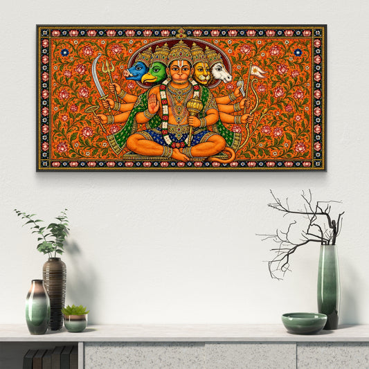 Panchmukhi Hanuman Ji Premium Canvas Painting - Canvas Wall Art | Decor By Neon