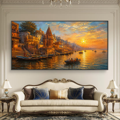 Banaras Ghat Premium Canvas Painting