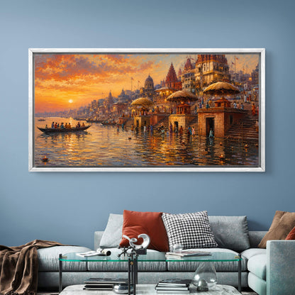 Banaras Ghat Premium Canvas Painting