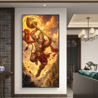 Lord Hanuman Premium Canvas Painting