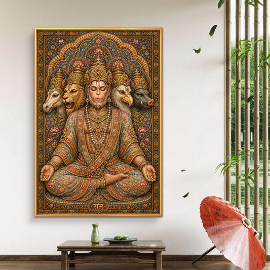 Panchmukhi Hanuman Ji Premium Canvas Painting - Premium Wall Art | Decor By Neon