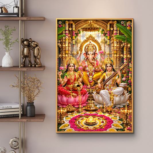Ganesh Lakshmi Ji Premium Canvas Painting - Premium Wall Art | Decor By Neon