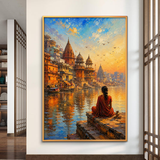 Banaras Ghat Premium Canvas Painting - Premium Wall Art | Decor By Neon