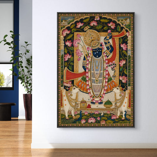 Traditional Pichwai Shrinathji Premium Canvas Painting - Canvas Wall Art | Decor By Neon