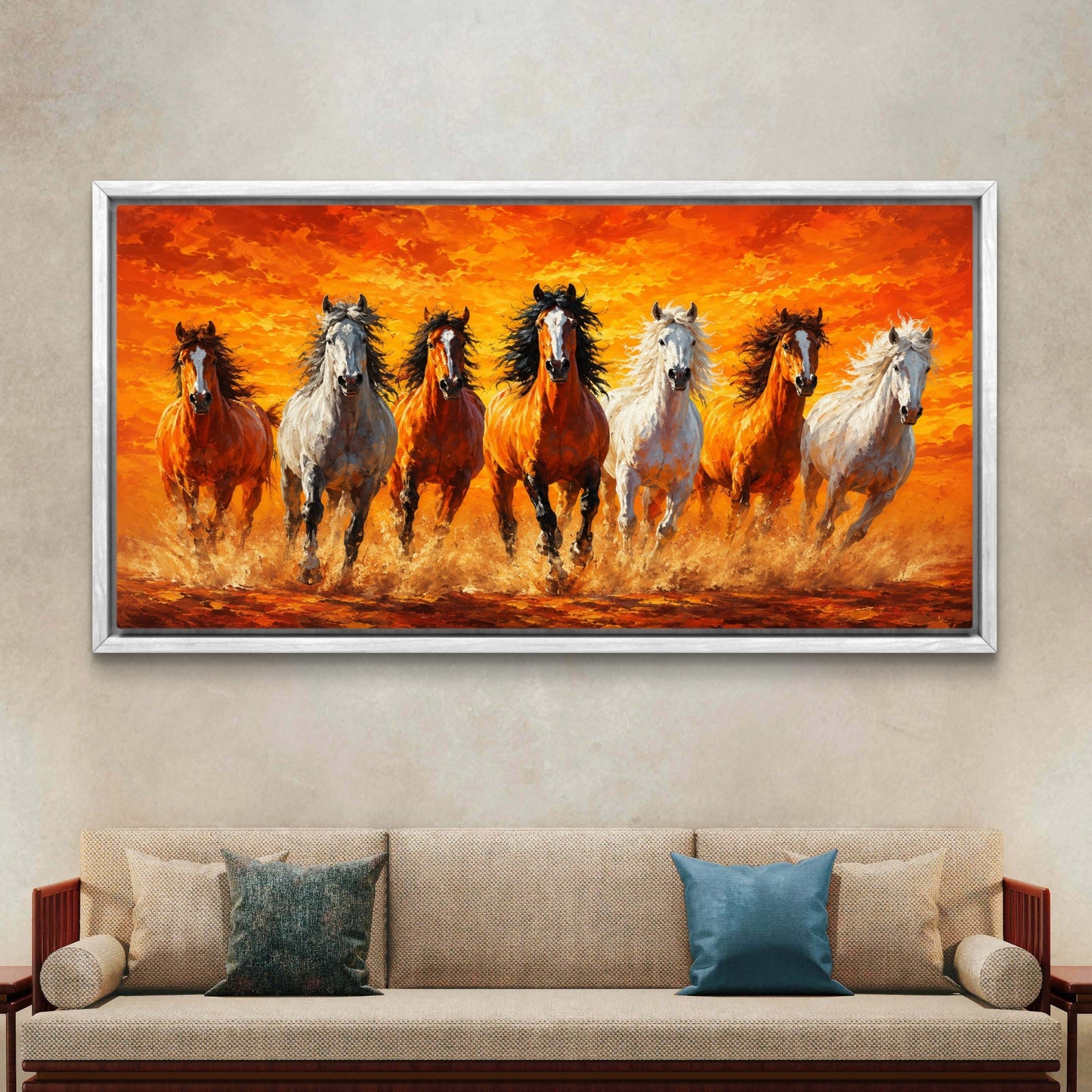 Seven Horses Premium Canvas Painting - Buy Online | Decor By Neon