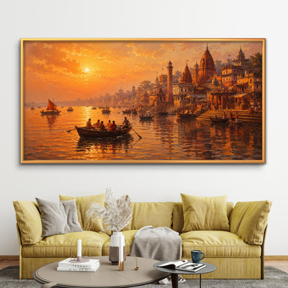 Banaras Ghat Premium Canvas Painting