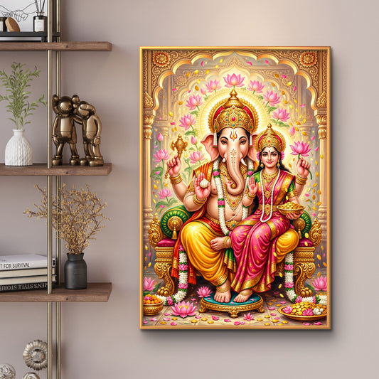 Ganesh Lakshmi Ji Premium Canvas Painting - Premium Wall Art | Decor By Neon