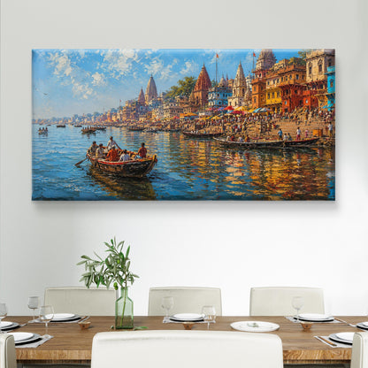 Banaras Ghat Premium Canvas Painting