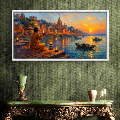 Banaras Ghat Premium Canvas Painting