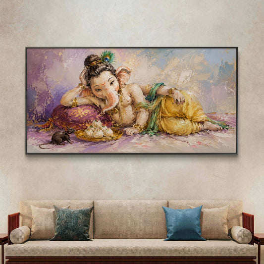Lord Ganesha Premium Canvas Painting - Canvas Wall Art | Decor By Neon