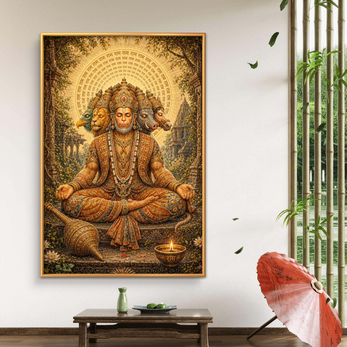 Panchmukhi Hanuman Ji Premium Canvas Painting - Buy Online | Decor By Neon