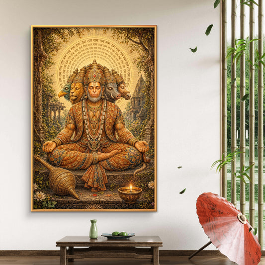 Panchmukhi Hanuman Ji Premium Canvas Painting - Premium Wall Art | Decor By Neon