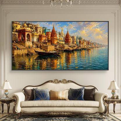 Banaras Ghat Premium Canvas Painting