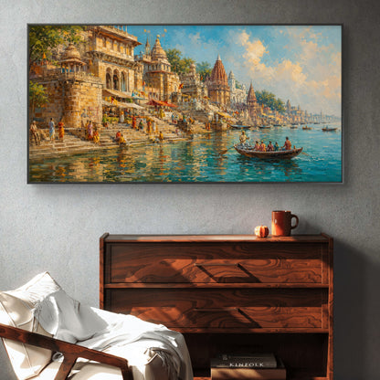 Banaras Ghat Premium Canvas Painting