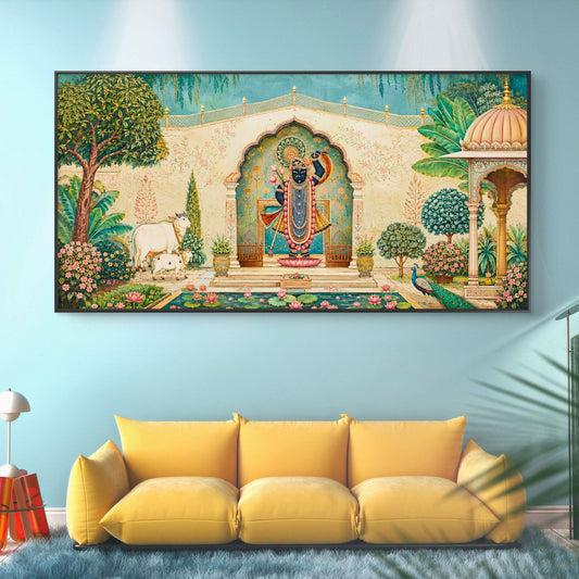 Traditional Pichwai Shrinathji Premium Canvas Painting - Canvas Wall Art | Decor By Neon