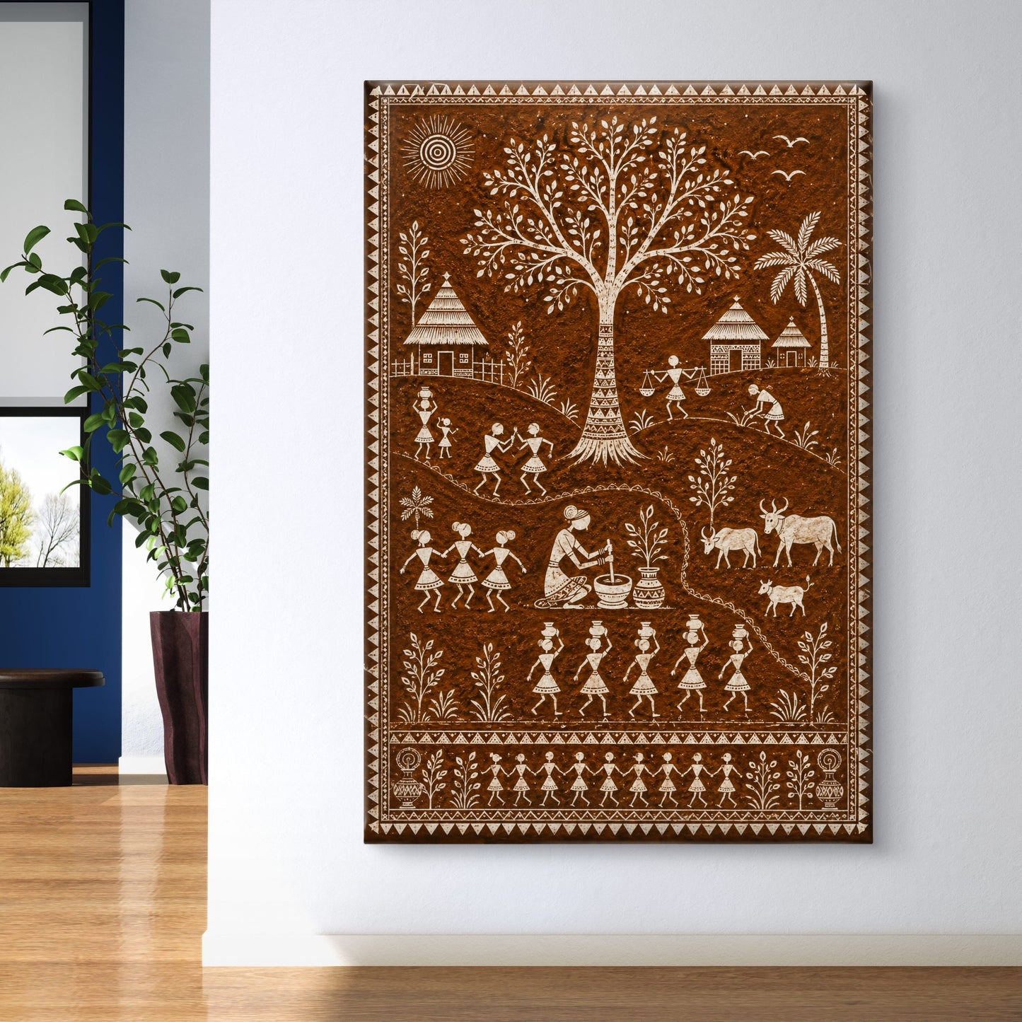 Warli Art Premium Canvas Painting - Buy Online | Decor By Neon