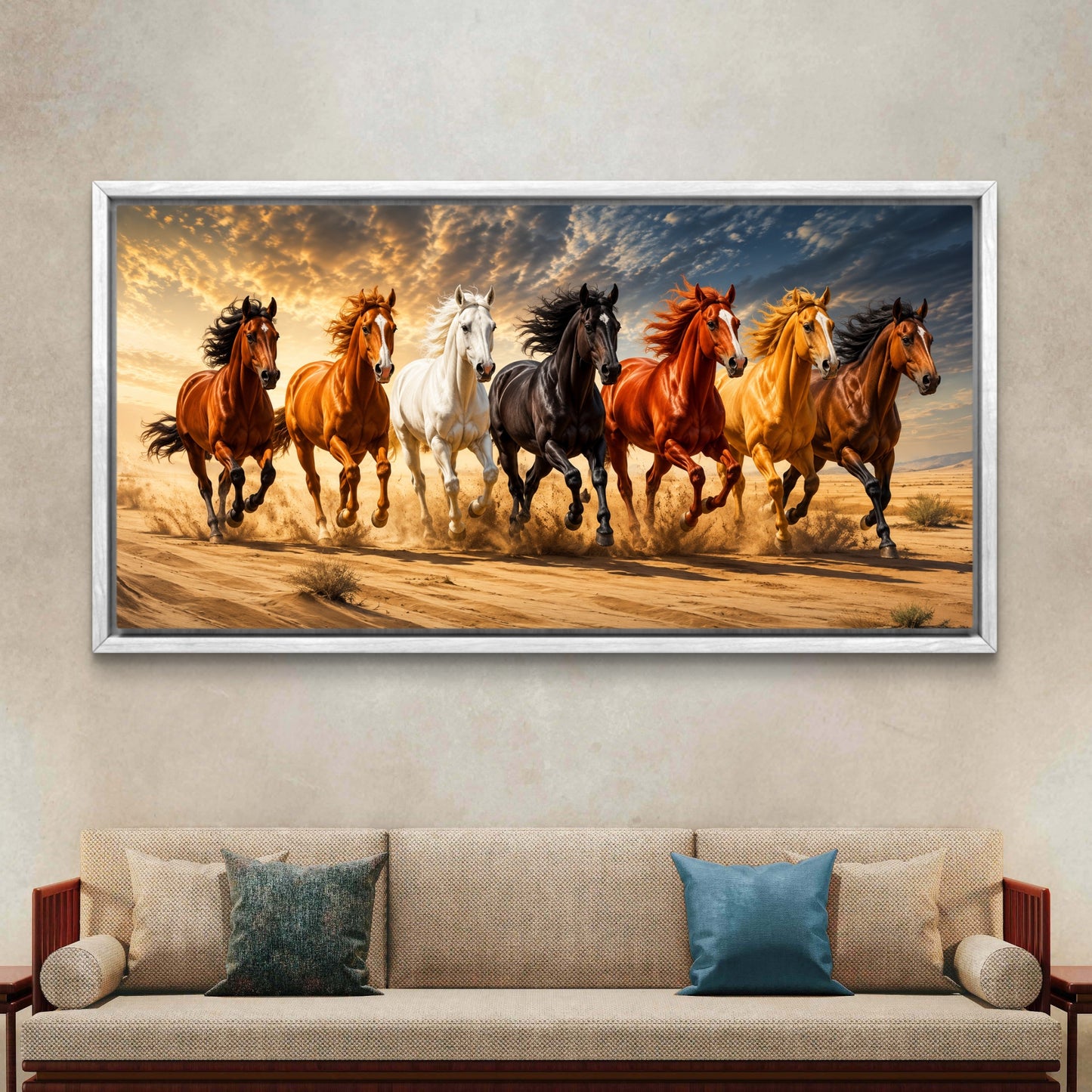 Seven Horses Premium Canvas Painting - Buy Online | Decor By Neon