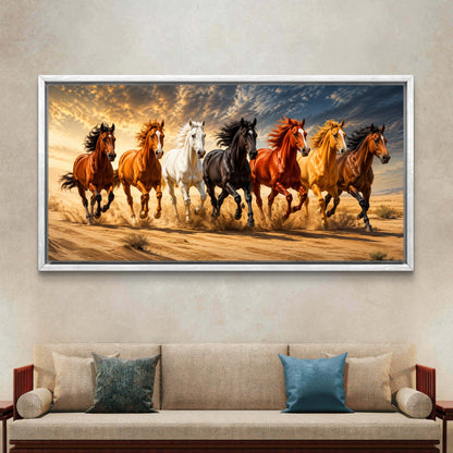 Seven Horses Premium Canvas Painting