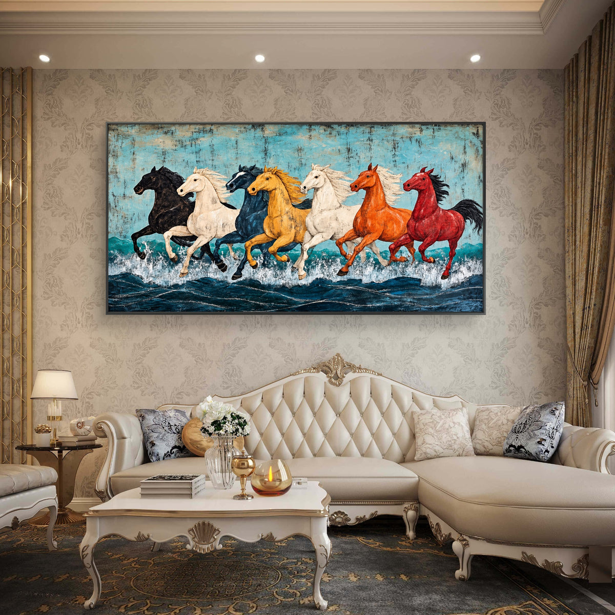 Seven Horses Premium Canvas Painting - Buy Online | Decor By Neon