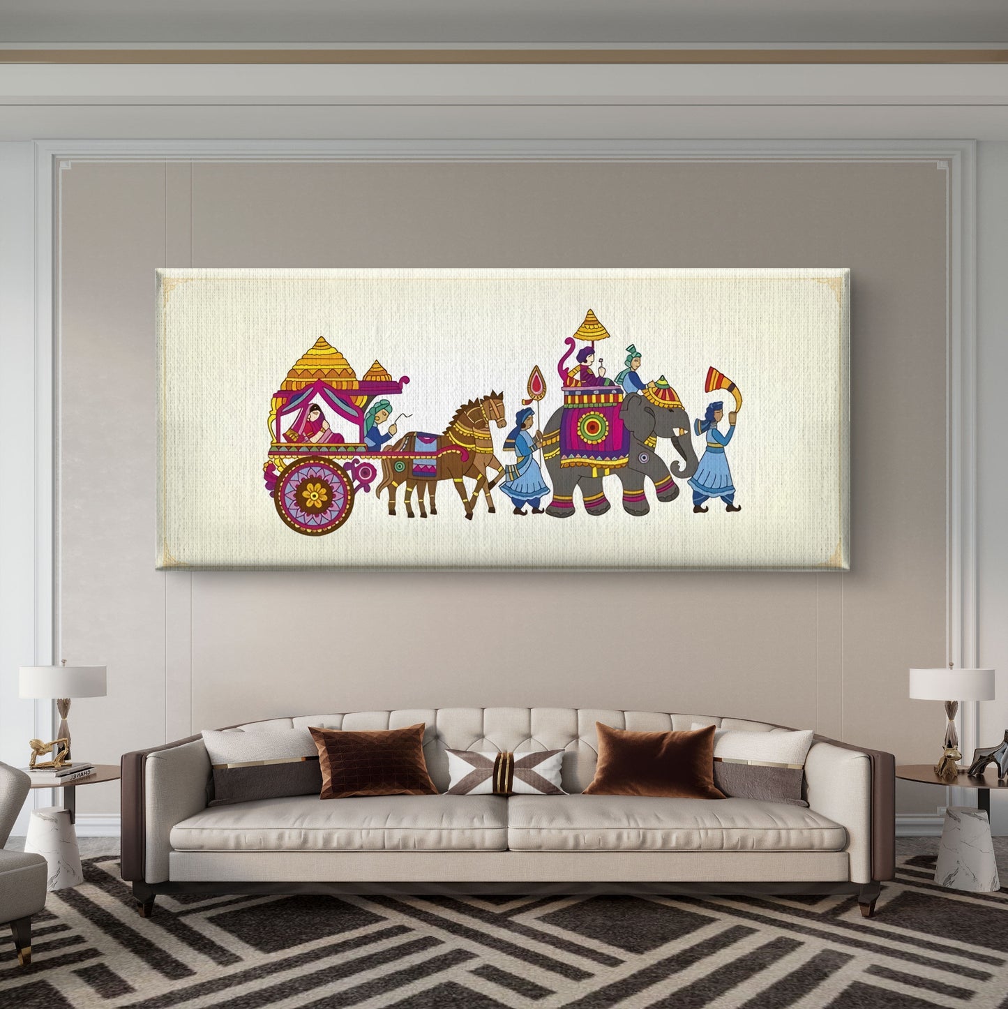 The Royal Procession Premium Canvas Wall Painting - Buy Online | Decor By Neon