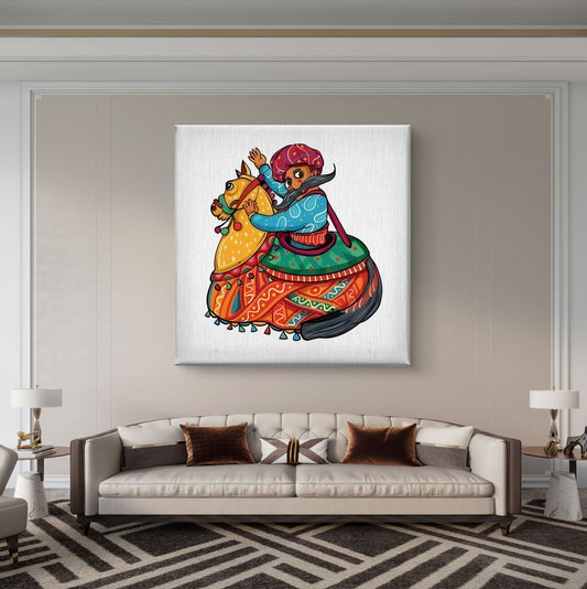 Kathputli Rider Premium Canvas Wall Painting