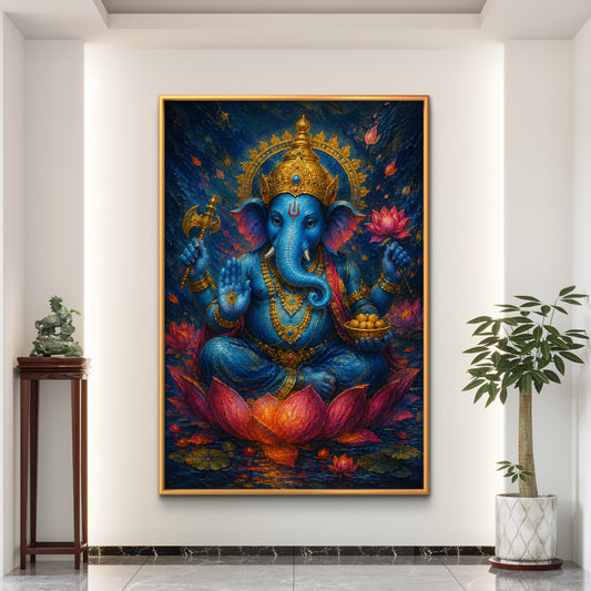 Lord Ganesha Premium Canvas Painting - Premium Wall Art | Decor By Neon