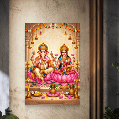 Ganesh Lakshmi Ji Premium Canvas Painting