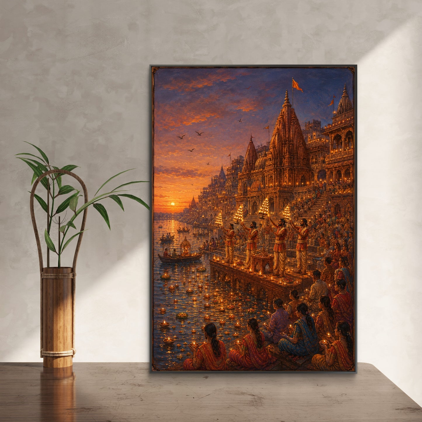 Banaras Ghat Premium Canvas Painting - Buy Online | Decor By Neon