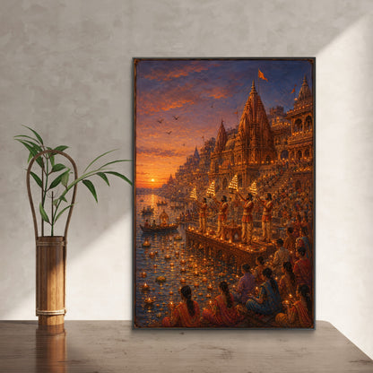 Banaras Ghat Premium Canvas Painting