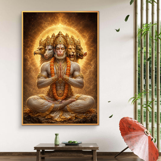 Panchmukhi Hanuman Ji Premium Canvas Painting - Premium Wall Art | Decor By Neon