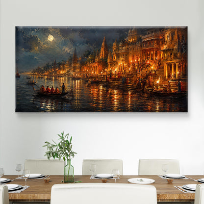 Banaras Ghat Premium Canvas Painting
