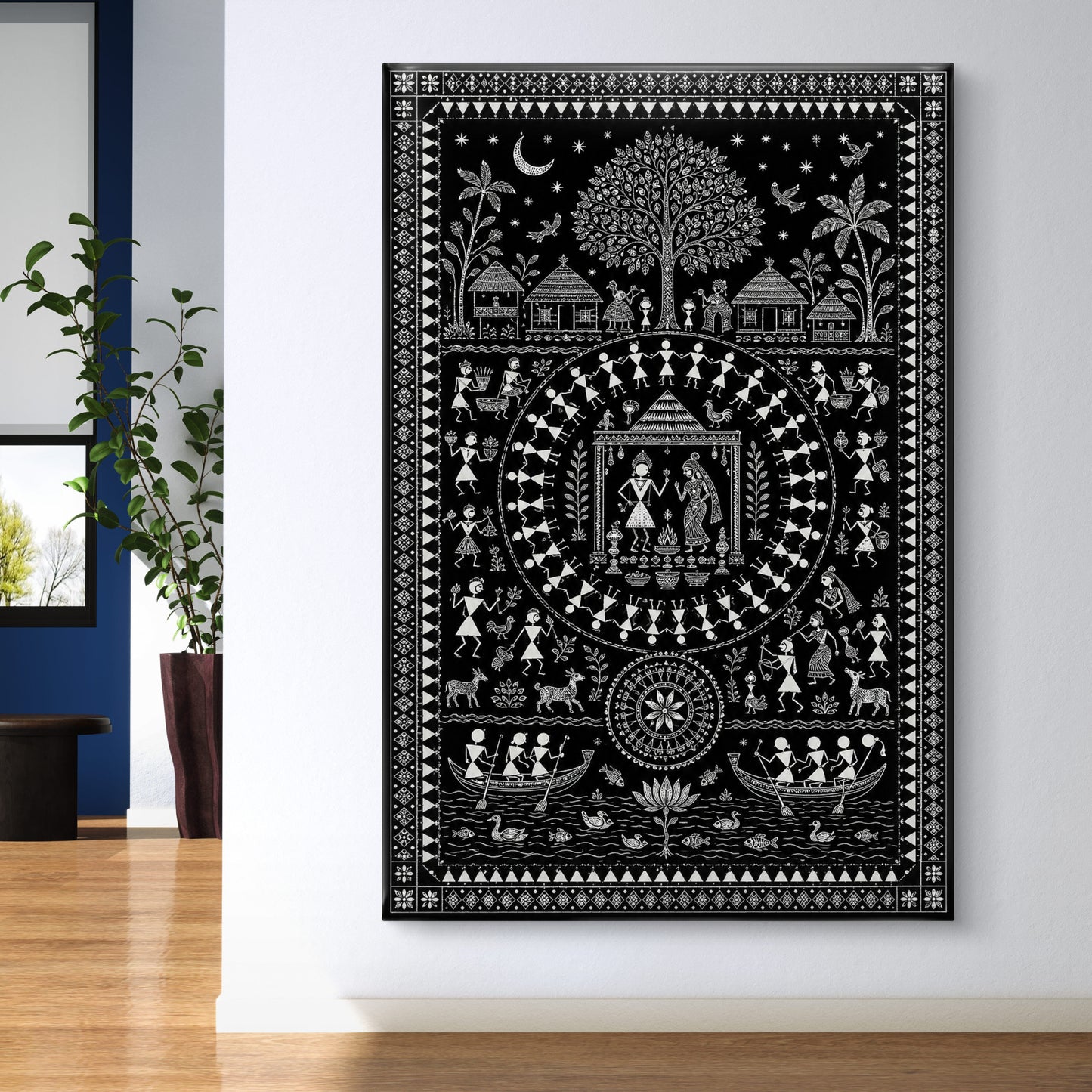 Warli Art Premium Canvas Painting - Buy Online | Decor By Neon