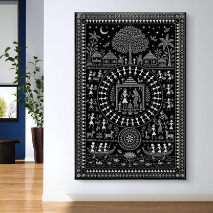 Warli Art Premium Canvas Painting