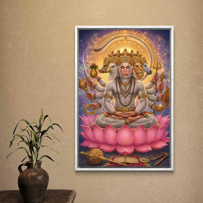 Panchmukhi Hanuman Ji Premium Canvas Painting