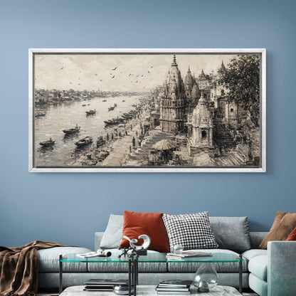 Banaras Ghat Premium Canvas Painting