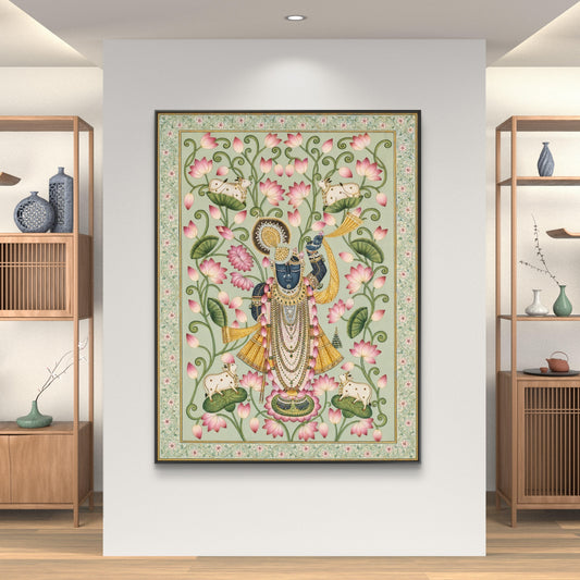 Traditional Pichwai Shrinathji Premium Canvas Painting - Canvas Wall Art | Decor By Neon