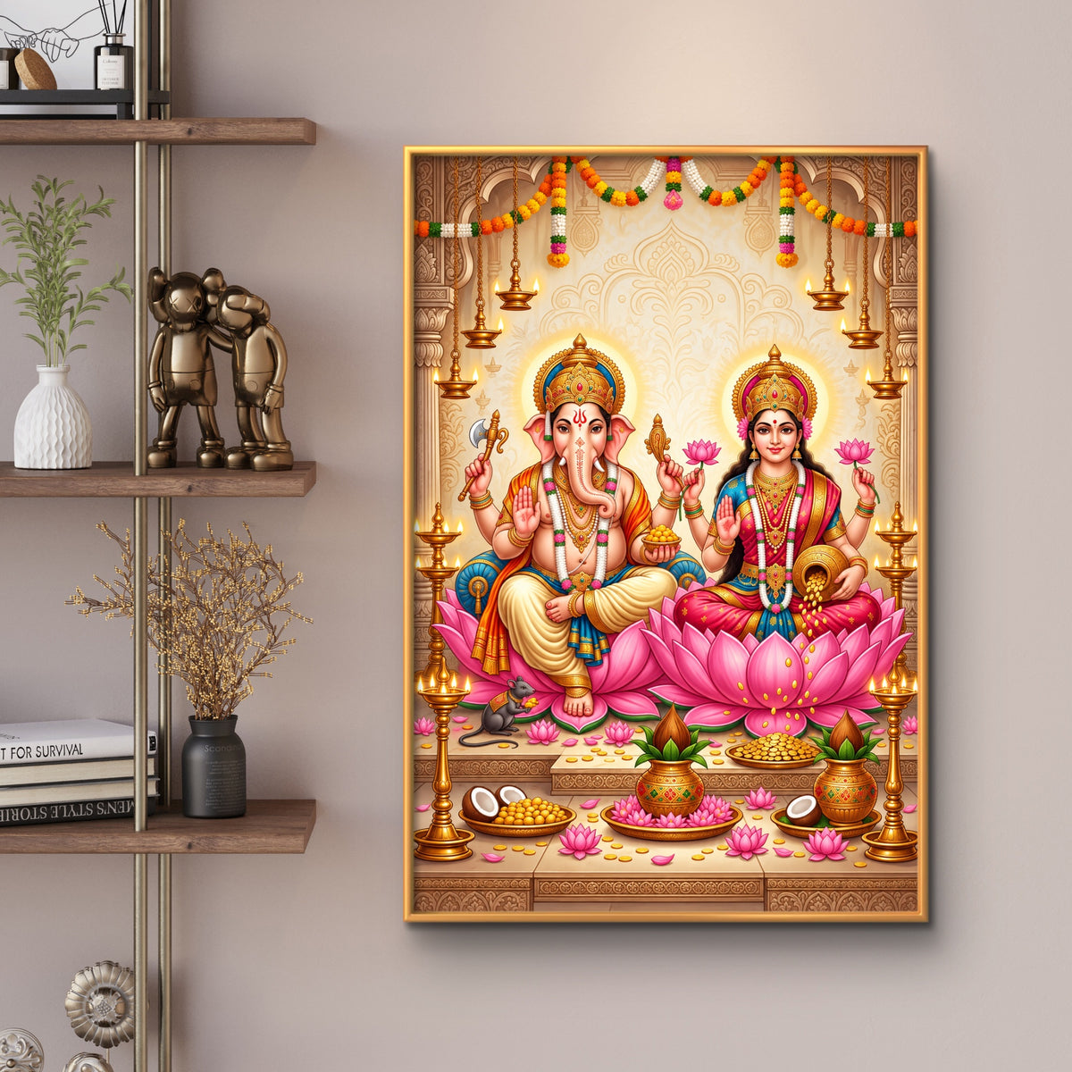 Ganesh Lakshmi Ji Premium Canvas Painting - Buy Online | Decor By Neon