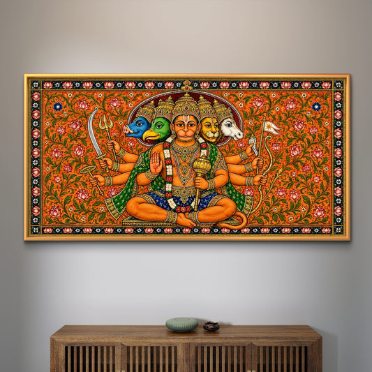 Panchmukhi Hanuman Ji Premium Canvas Painting - Premium Wall Art | Decor By Neon