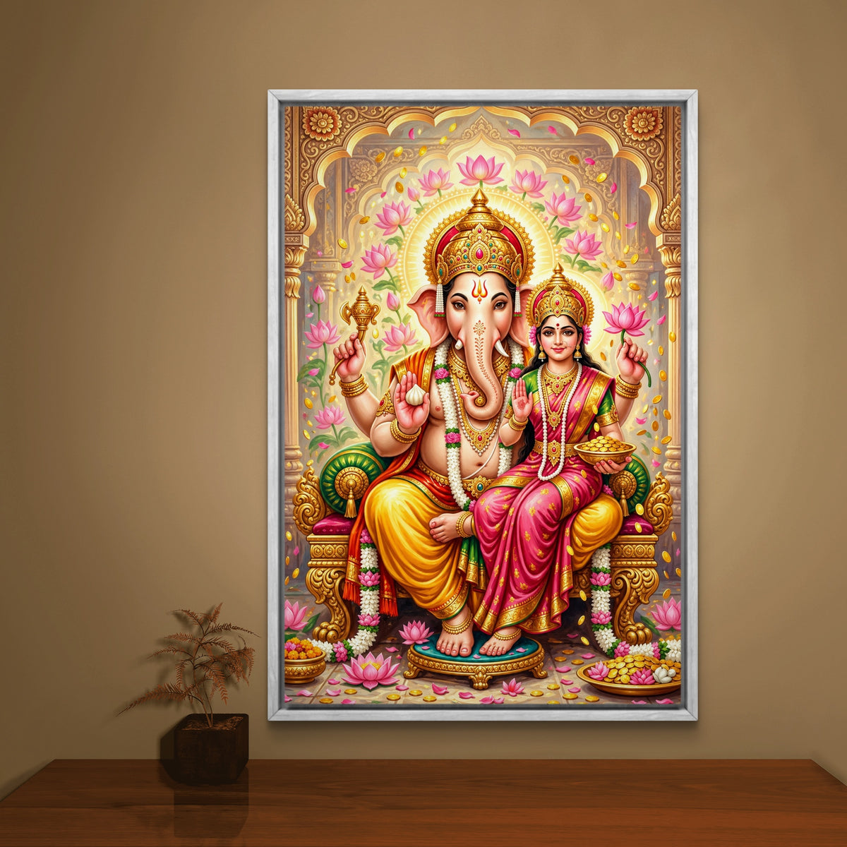 Ganesh Lakshmi Ji Premium Canvas Painting - Buy Online | Decor By Neon