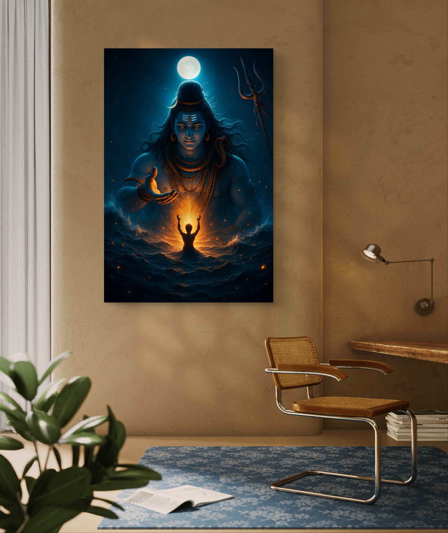 Shiva with Devotee Premium Acrylic Wall Art for Home & Temple Decor