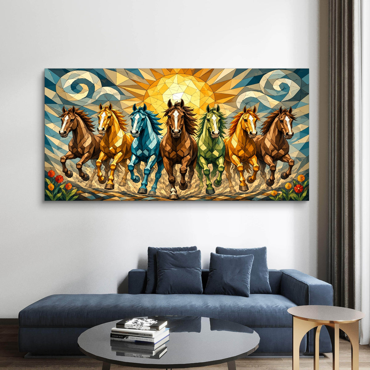 Seven Horses Premium Canvas Painting - Buy Online | Decor By Neon