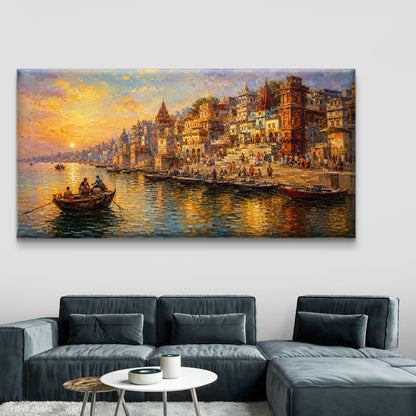 Banaras Ghat Premium Canvas Painting