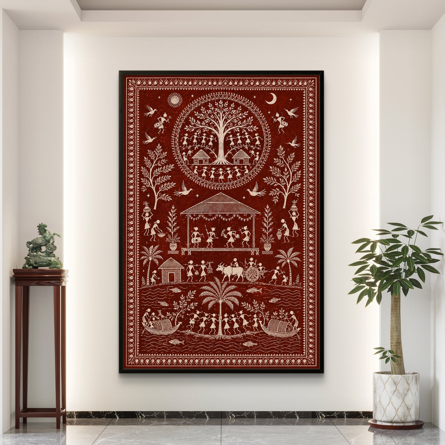 Warli Art Premium Canvas Painting - Buy Online | Decor By Neon