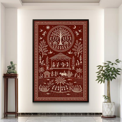 Warli Art Premium Canvas Painting
