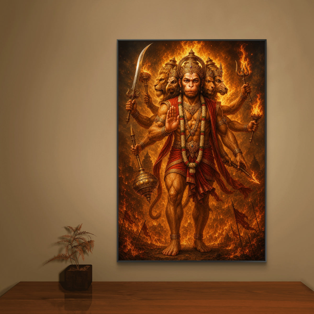 Panchmukhi Hanuman Ji Premium Canvas Painting - Buy Online | Decor By Neon