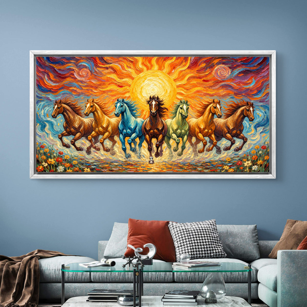 Seven Horses Premium Canvas Painting - Buy Online | Decor By Neon