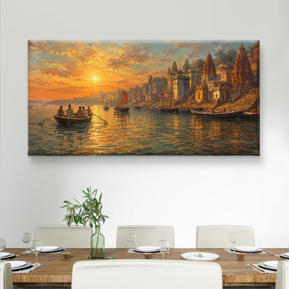 Banaras Ghat Premium Canvas Painting